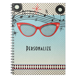 Caderno Espiral Vintage Anos 50 da década de 1950, Óculos de Olh