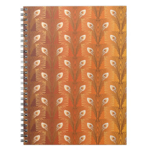 Caderno Espiral Vintage art deco gold paciock feather