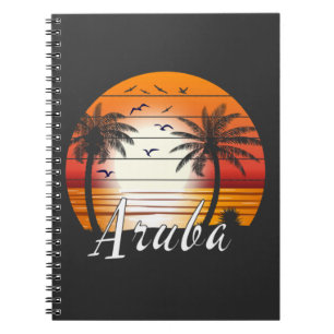 Caderno Espiral Vintage Aruba Palm Trees Summer Beach