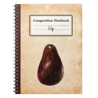 Caderno Espiral Vintage Avocado Ilustração Personalizada Comp