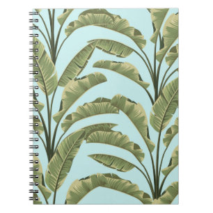 Caderno Espiral Vintage Banana Leaves: Tropical Sem Costura.
