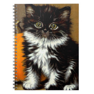 Caderno Espiral Vintage Black and White Halloween Cat