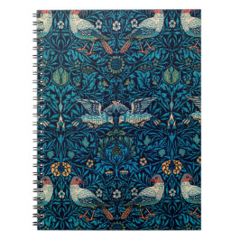 Caderno Espiral Vintage Blue Bird, por William Morris