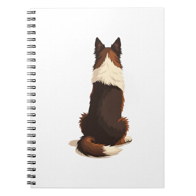 Caderno Espiral Vintage Border Collie From Behind Dog Illustration (Frente)