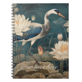 Caderno Espiral Vintage botânica e lotus personalizáveis