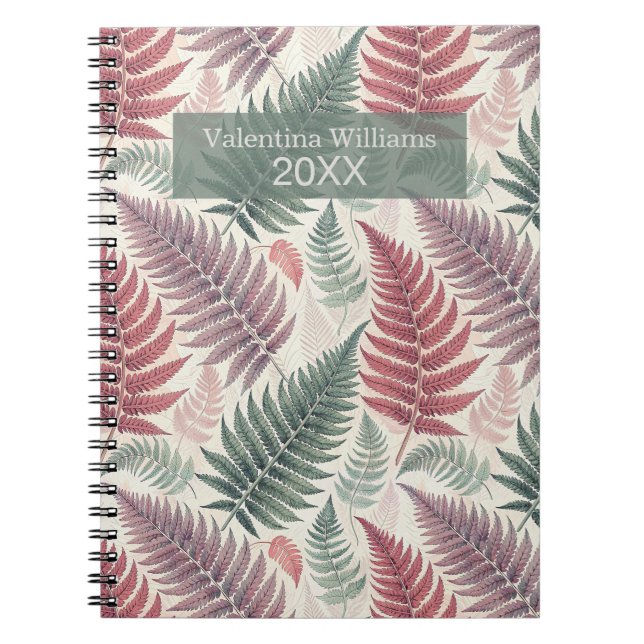 Caderno Espiral Vintage Botanical Fern Monogram (Frente)