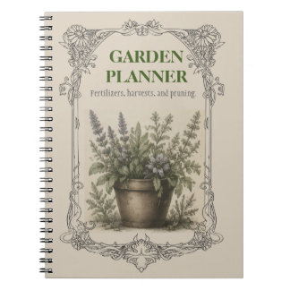 Caderno Espiral Vintage Botanical Gardening Planner, Plant Care &