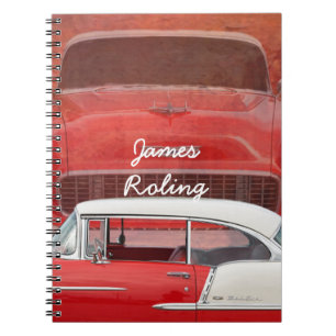 Caderno Espiral Vintage branco vermelho Dodge do Bel Air clássico