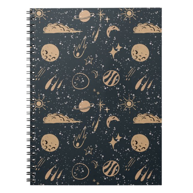 Caderno Espiral Vintage Celestial Space Pattern (Frente)