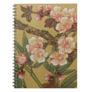 Caderno Espiral Vintage Cherry floresce Arte Japonesa Asiática