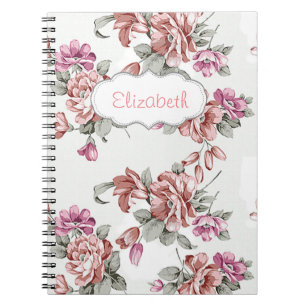 Caderno Espiral Vintage Chic Shabby Girly Flowers - Personalizado