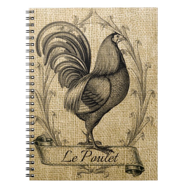 Caderno Espiral Vintage Chicken Burlap (Frente)