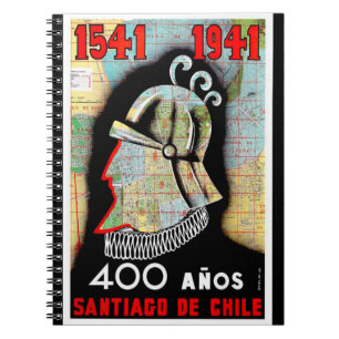 Caderno Espiral Vintage Chile Santiago Viagem