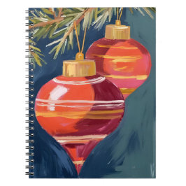 Caderno Espiral Vintage Christmas Ornaments Watercolor