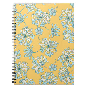 Caderno Espiral Vintage Chrysanthemum Flowers Vintage Seamless Pat