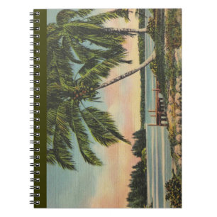Caderno Espiral Vintage Coconut Palms Tropical Breeze Sunset