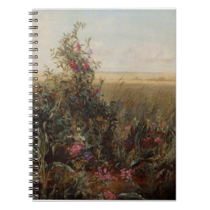 Caderno Espiral Vintage Colorful Meadow com Design de flores silve
