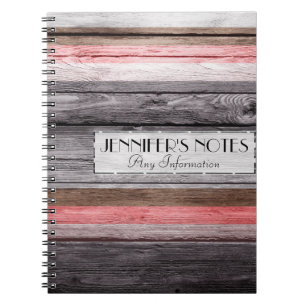 Caderno Espiral Vintage Colors Stripes Wood Look 3
