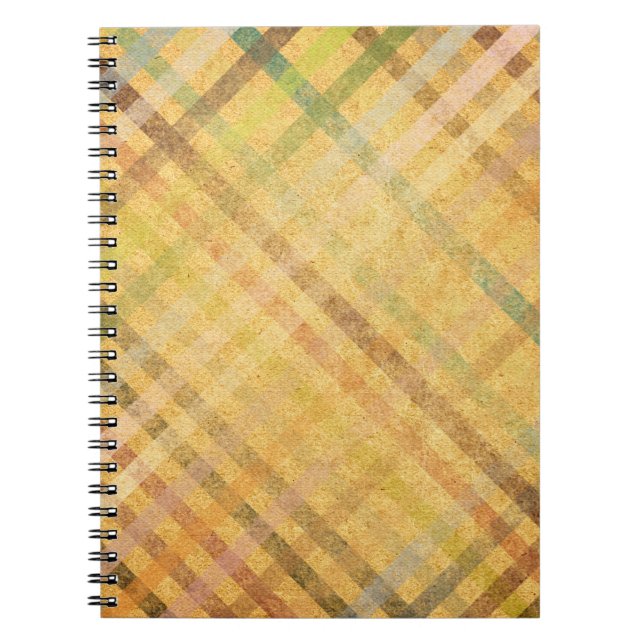 Caderno Espiral Vintage com fundo abstrato striped. (Frente)