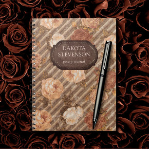 Caderno Espiral Vintage Copper Spice Rosa Poesia Do Couro Russo