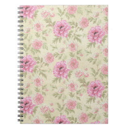 Caderno Espiral Vintage Cor-de-rosa-rosa Rosa Floral