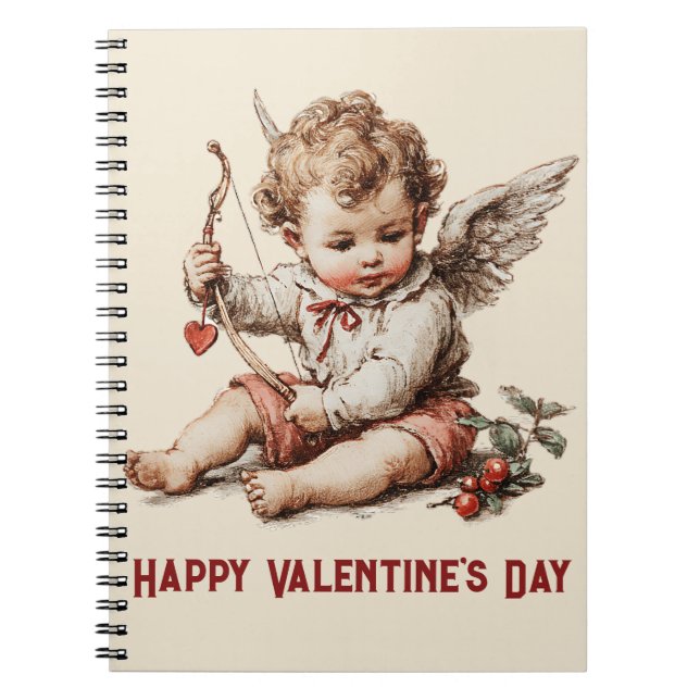 Caderno Espiral Vintage Cupid With Heart Bow (Frente)