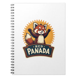 Caderno Espiral Vintage Dabbing Panda Vermelho Retro Gráfico Anima