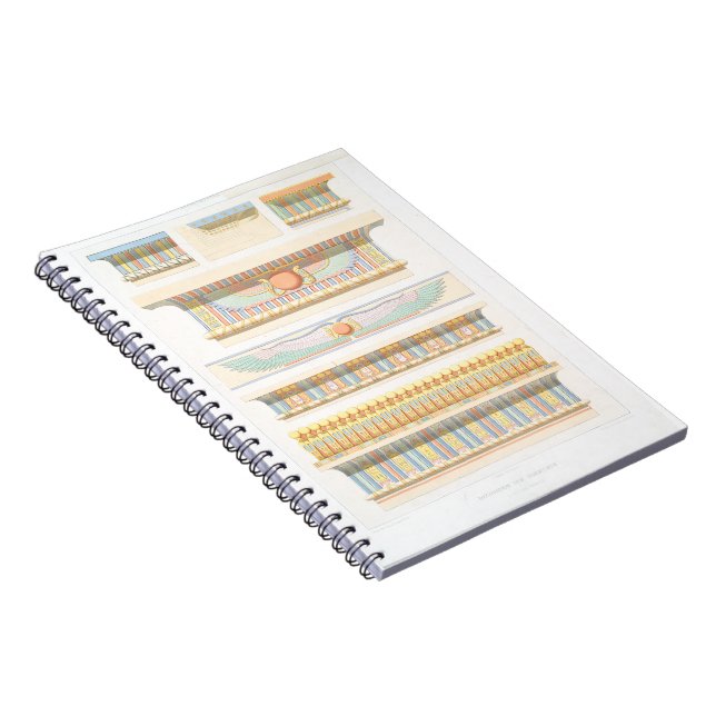 Caderno Espiral Vintage Egyptian Architecture Art Line Drawing (Lado Direito)