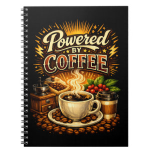 Caderno Espiral Vintage Energizado por Café – Desenho Retro para A