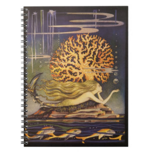 Caderno Espiral Vintage Fairy Tale, Pequena Sereia no Oceano Coral