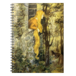 Caderno Espiral Vintage Fairy Tale, Rapunzel com Cabelo Longo
