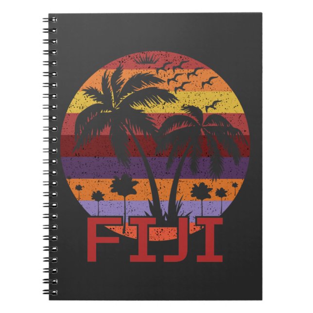 Caderno Espiral Vintage Fiji Summer Beach Viagem (Frente)