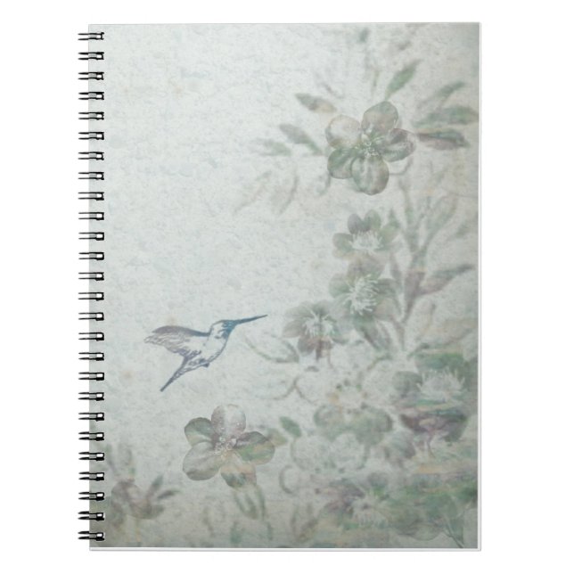 Caderno Espiral Vintage Floral Blue (Frente)