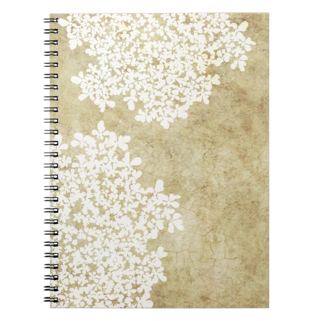 Caderno Espiral Vintage Floral Branco (Frente)