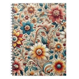 Caderno Espiral Vintage Floral Pattern – Colorful Botanical Garden