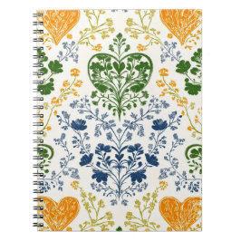 Caderno Espiral Vintage Floral Pattern Notebook