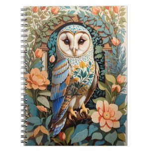 Caderno Espiral Vintage Floral Patterted Barn Owl