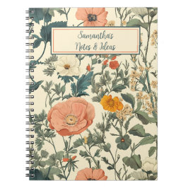 Caderno Espiral Vintage Floral Selvagens E Poppies