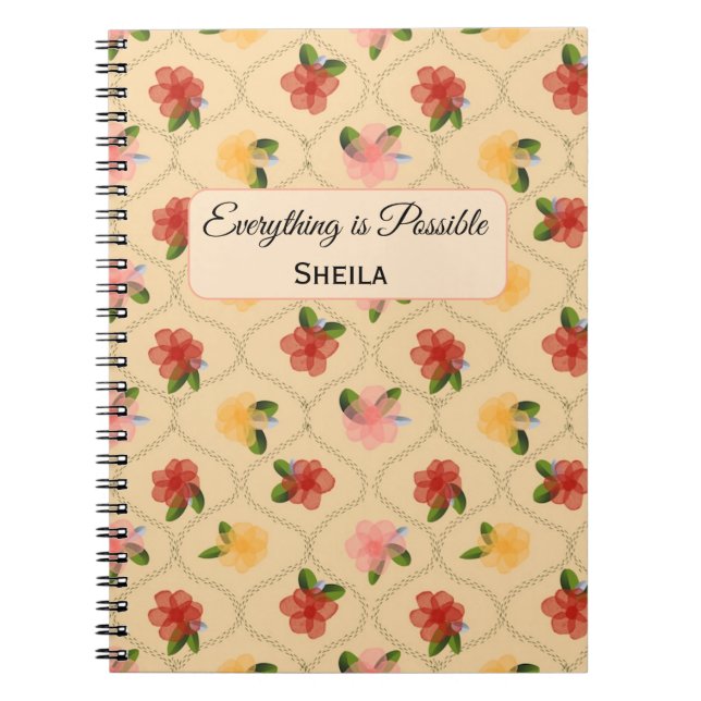 Caderno Espiral Vintage floral watercolour diamond Notebook (Frente)