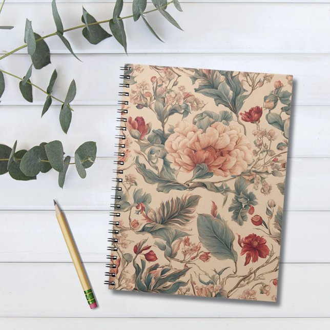 Caderno Espiral Vintage Flores Tropicais Antigas (Criador carregado)