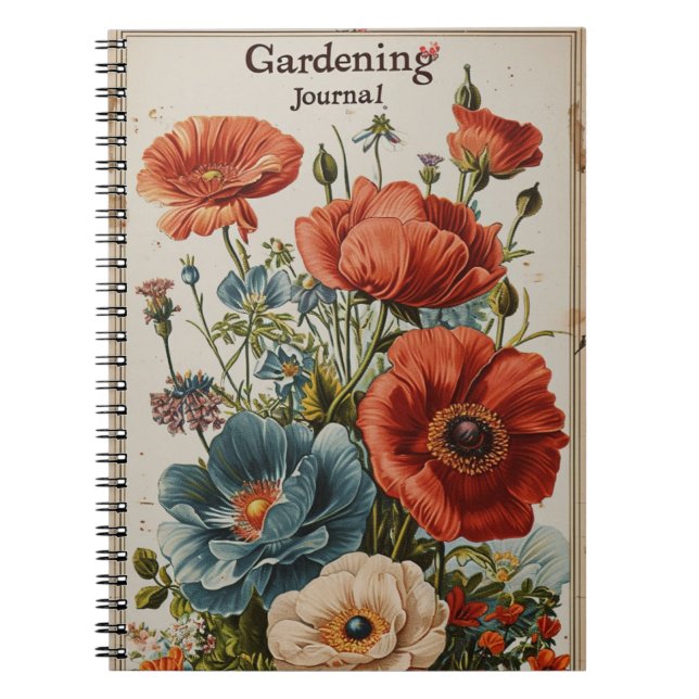 Caderno Espiral Vintage Flowers Gardening (Frente)
