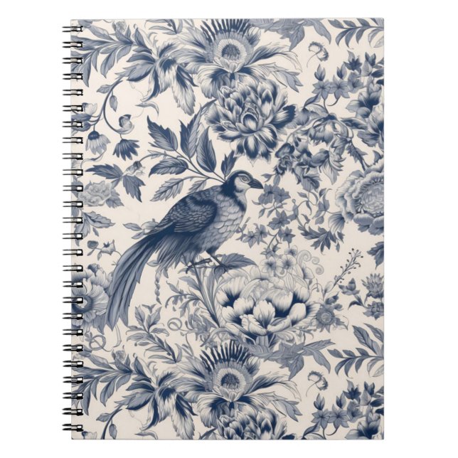 Caderno Espiral Vintage French Blue Toile Fleurie (Frente)