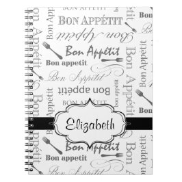 Caderno Espiral Vintage French Bon Appetit Black and White
