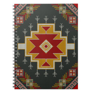 Caderno Espiral Vintage geométrico clássico de moda colorida