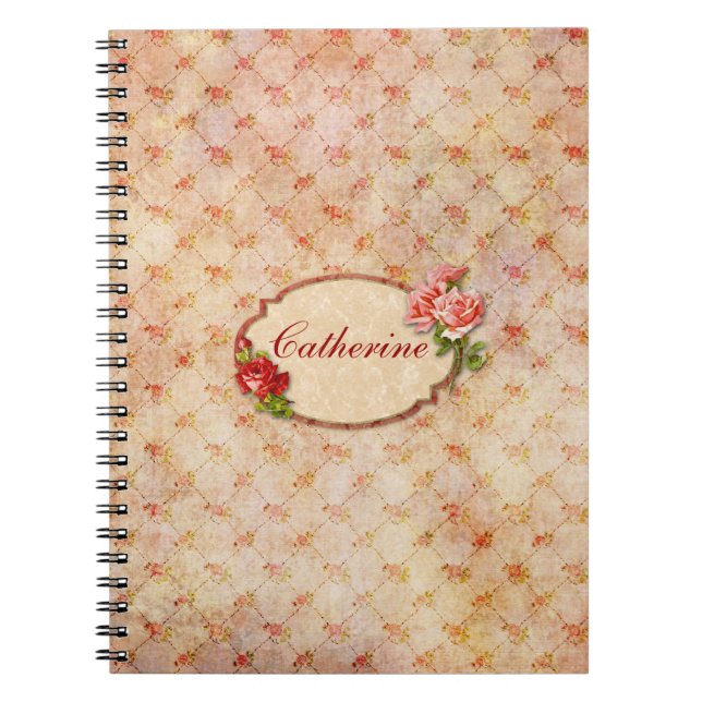 Caderno Espiral Vintage Girly Personalised Floral (Frente)