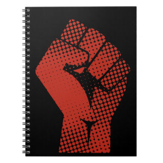 Caderno Espiral Vintage Halftone Solidarity Red Clenched Fist