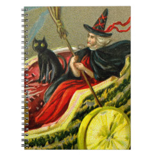Caderno Espiral Vintage Halloween Black Cat and Witness