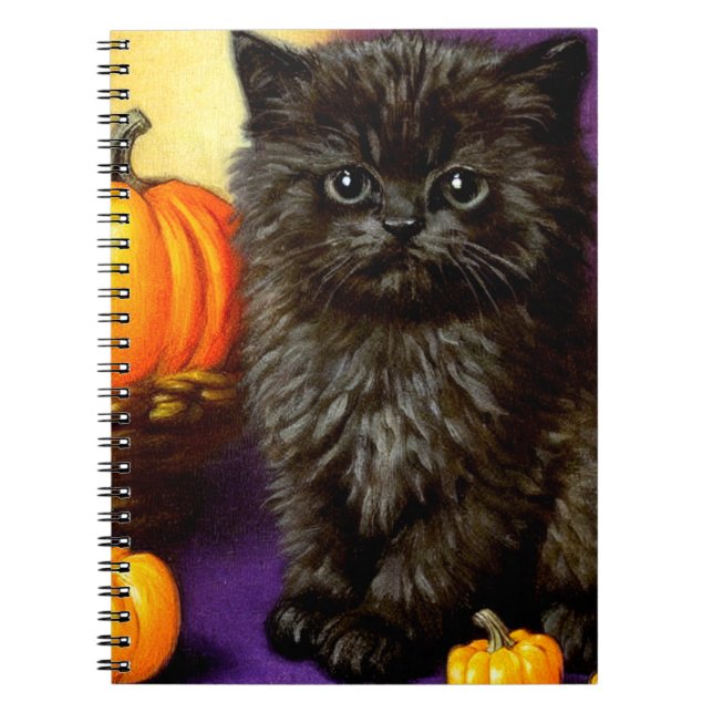 Caderno Espiral Vintage Halloween Kitten (Frente)