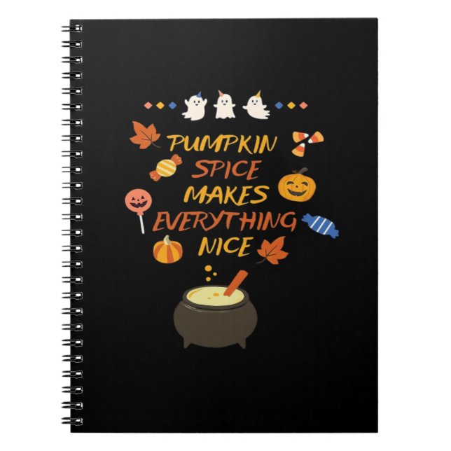 Caderno Espiral Vintage Halloween Pumpkin cita clássico (Frente)