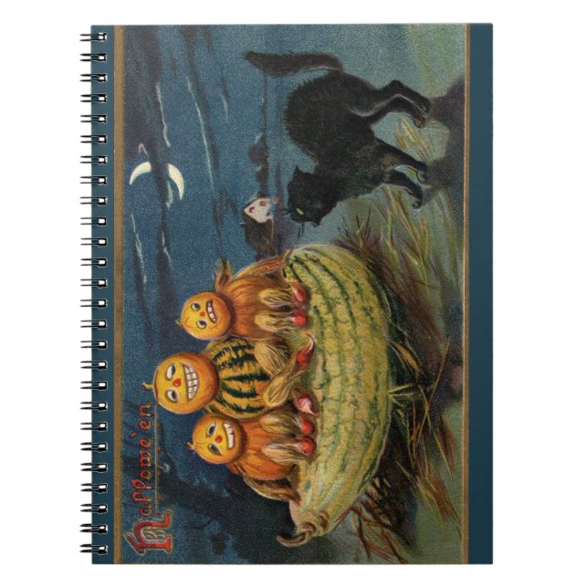 Caderno Espiral Vintage Halloween Pumpkins (Frente)